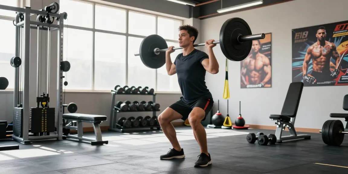Deus Medical Produkte für Bodybuilder in einem modernen Fitnessstudio.