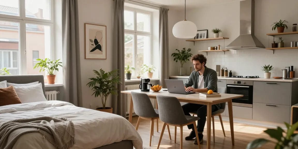 Monteurzimmer mieten Hannover: moderne Unterkunft mit Wohlfühl-Ambiente und Arbeitsbereich.