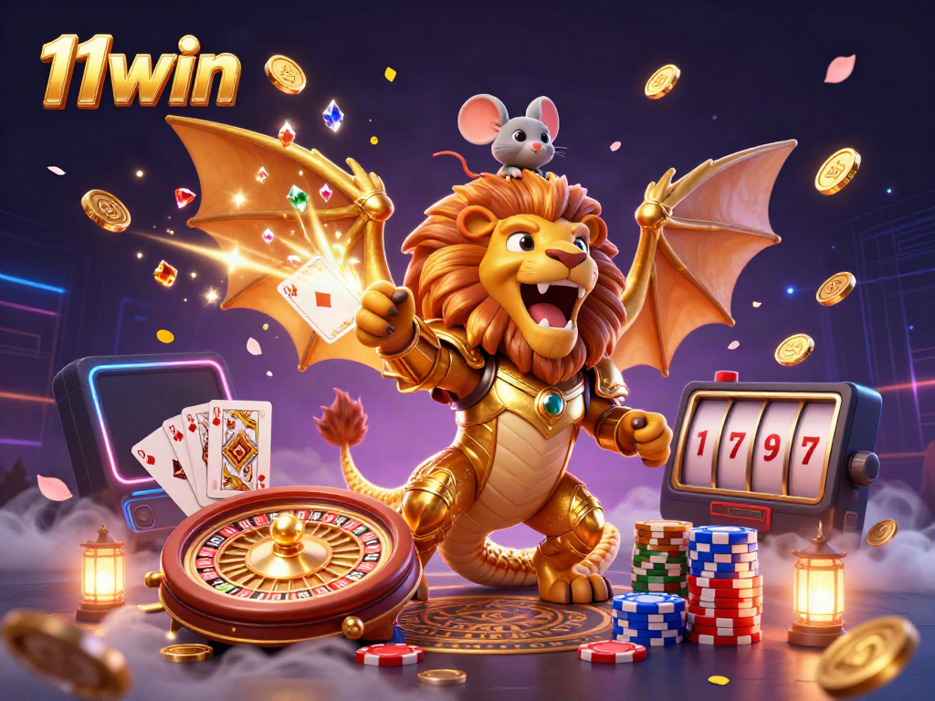 Experience thrilling wins with 11win at a vibrant casino scene featuring dynamic games and characters.