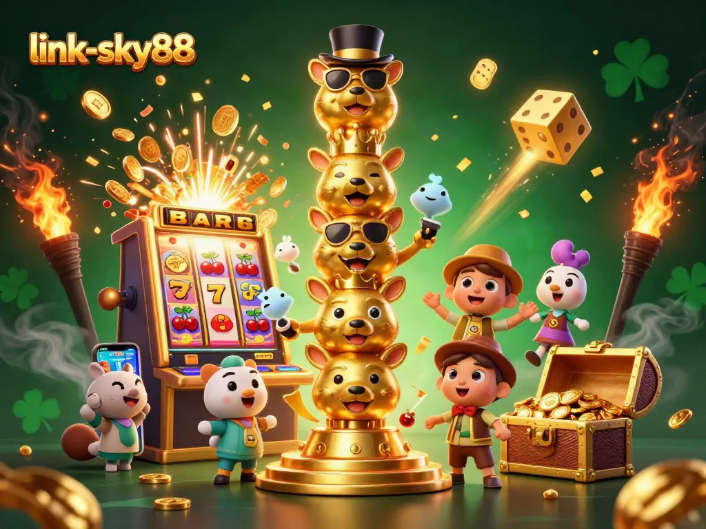 Experience thrilling wins with link-sky88 in this vibrant casino scene bursting with excitement.