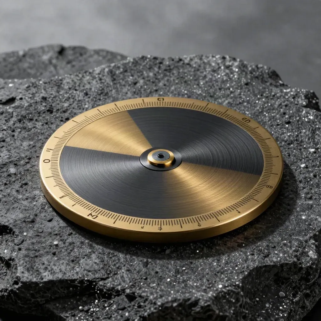 Metallzielring mit Budget-Chips auf dunklem Stein im goldenen Licht