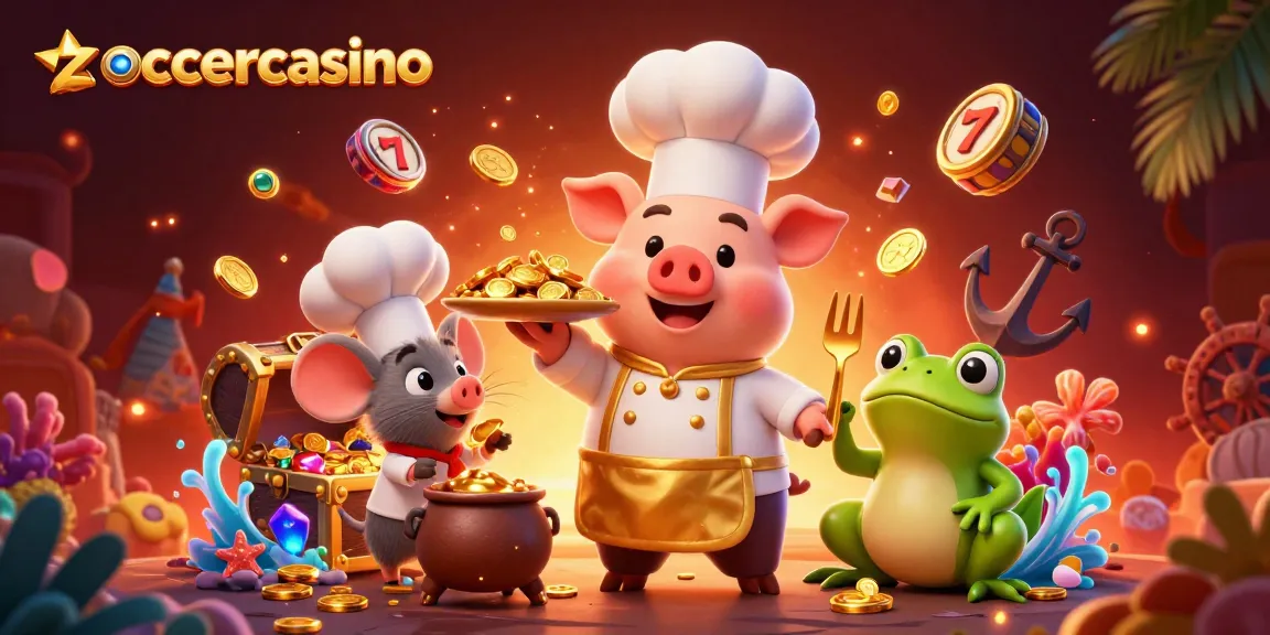 Experience thrilling gameplay at zoccercasino with a vibrant 3D illustration featuring casino elements and expert characters.